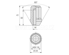 Matice kolová M14x1,5 uzavřená prodloužená - černá (výška 41mm, klíč 19) (1)