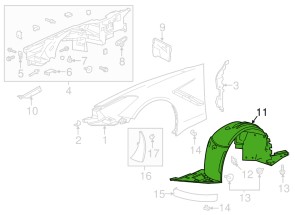 Front right wheel arch for Chevrolet Corvette C7 2014-2019