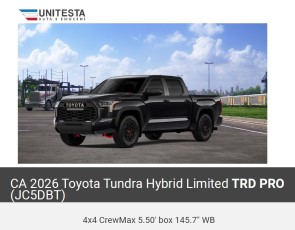 2026 Toyota Tundra Hybrid  Limited TRD PRO 4x4 CrewMax 5.5' box -black